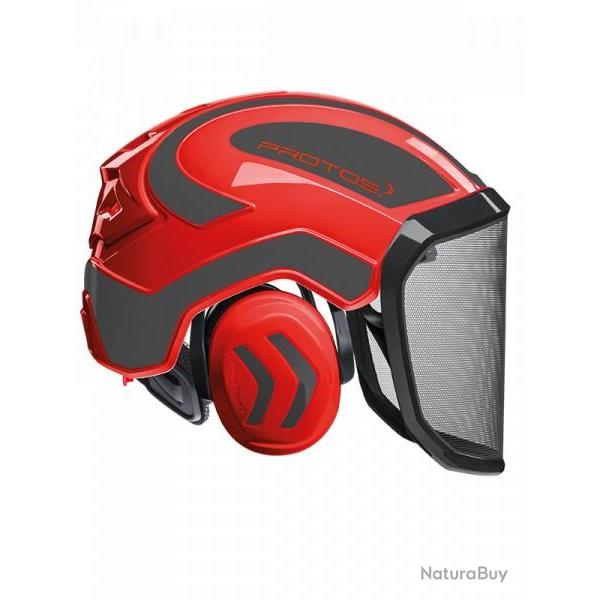 Casque Protos Forest rouge gris carbone