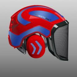 Casque Protos Forest rouge bleu metal