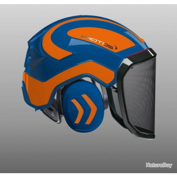 Casque Protos Forest bleu orange fluo