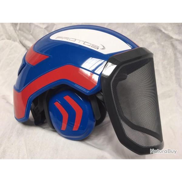 Casque Protos Forest bleu rouge blanc