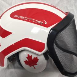 Casque Protos Forest blanc rouge canada