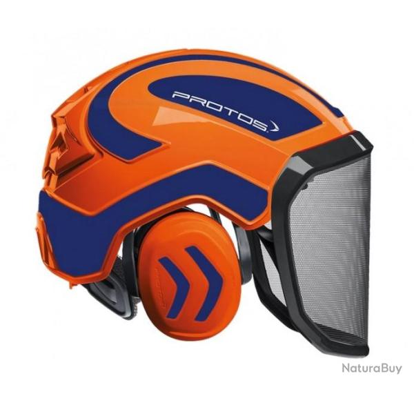Casque Protos Forest orange bleu metal
