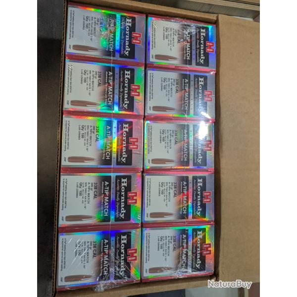 Ogive hornady cal 338 300gr A-TIP MATCH boite de 100