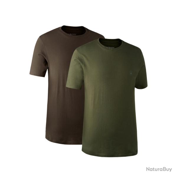 PACK 2X thee shirt deerhunter vert et marron T L