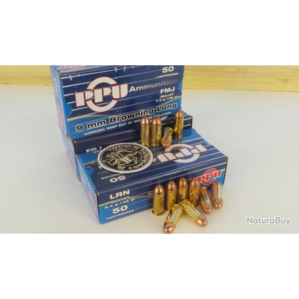 Cartouches 9mm Browning Long 108gr - FMJ - PPU PRVI PARTIZAN - Boite de 50 unit�s