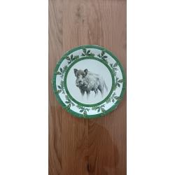 2 LOTS 8 ASSIETTES CARTONS DECOR SANGLIER FEUILLE DE CHENE