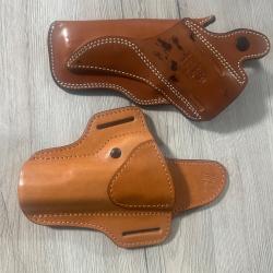 Holster cuir , lot de deux