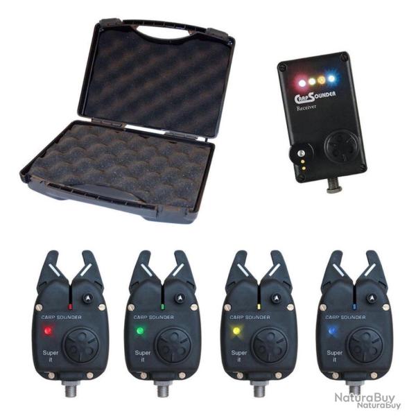 Coffret 4 D�tecteurs Carpsounder Super IT avec Centrale SUIT-BK-FS4