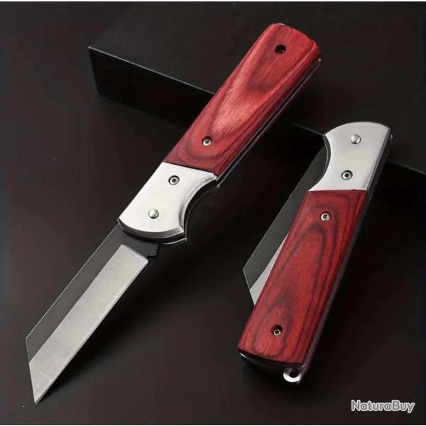 Couteau Pliant Manche Bois 18cm Lame Inox - dition Limite / Livraison Offerte
