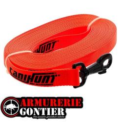 LONGE CANIHUNT ECO HUNTER 10 ML PLATE POLYESTER LARGEUR 25mm ORANGE