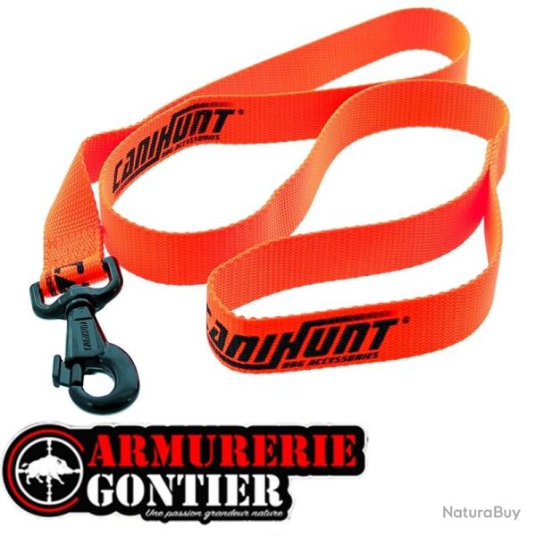 Laisse pour chien CANIHUNT HUNTER FIRST simple plate 2,5 x 0.25 x 120 cm Orange