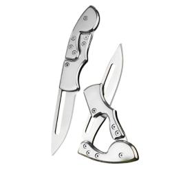 Couteau Pliant Mini 13,5 cm Tout Inox - Ultra Compact Camping / Poche - Livraison Offerte