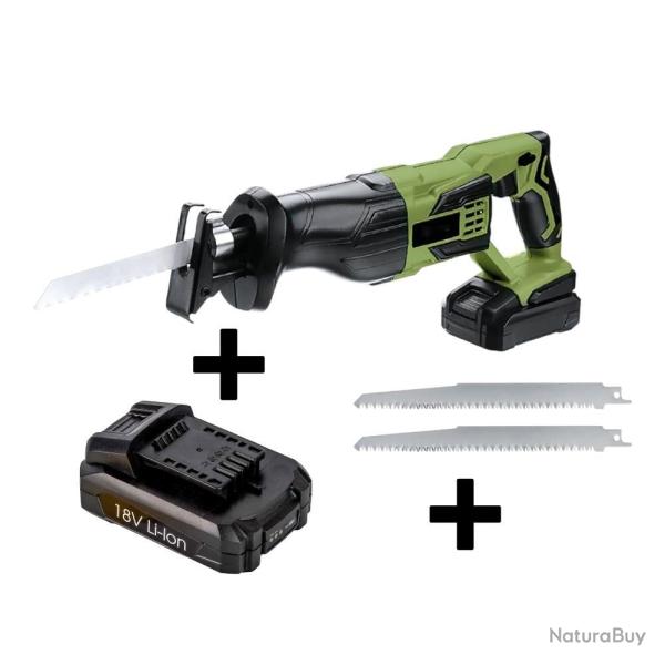 LOT SCIE SABRE 18V SANS FIL + CHARGEUR + 2 BATTERIES + 2 LAMES GIBIER DEC
