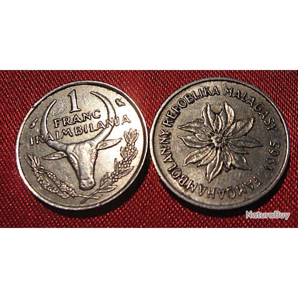 Madagascar , piece de 1 franc 1963-1965 ttb