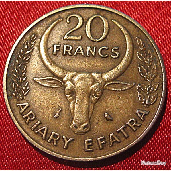 Madagascar , piece de 20 francs de 1971 ttb (bronze d'aluminium)