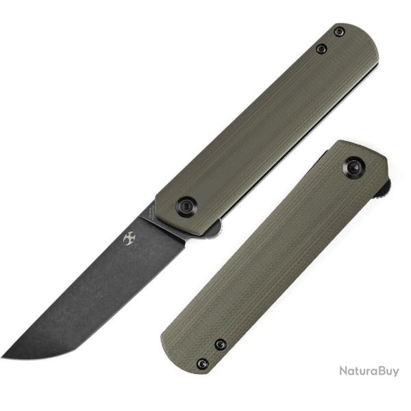 Couteau Kansept Foosa Lame Tanto Acier 154CM Manche G-10 Vert Olive Slip Joint KT2020T29