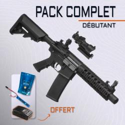 PACK AIRSOFT DÉBUTANT - M4 AEG (RED DOT + BATTERIE + CHARGEUR + BILLES) - PRÊT À JOUER
