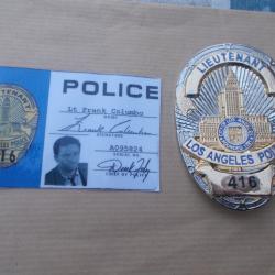 lot plaque police lieutenant COLOMBO,+ sa carte d'identit&eacute;,&eacute;tat neuf!!RARE