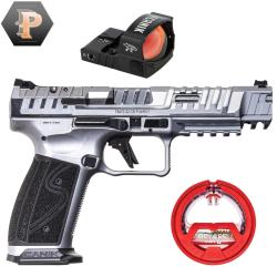 Vente Flash ! Pistolet Canik SFX Rival-s Chrom&eacute; Cal.9X19 + Viseur Canik MO2 + Cordon 9x19