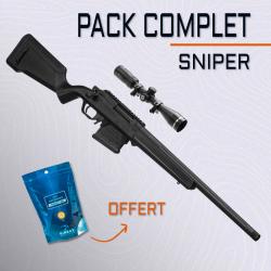 PACK SNIPER PRÊT À JOUER - STRIKER AS-01 BLACK + LUNETTE 3-9×40 + BILLES OFFERTES