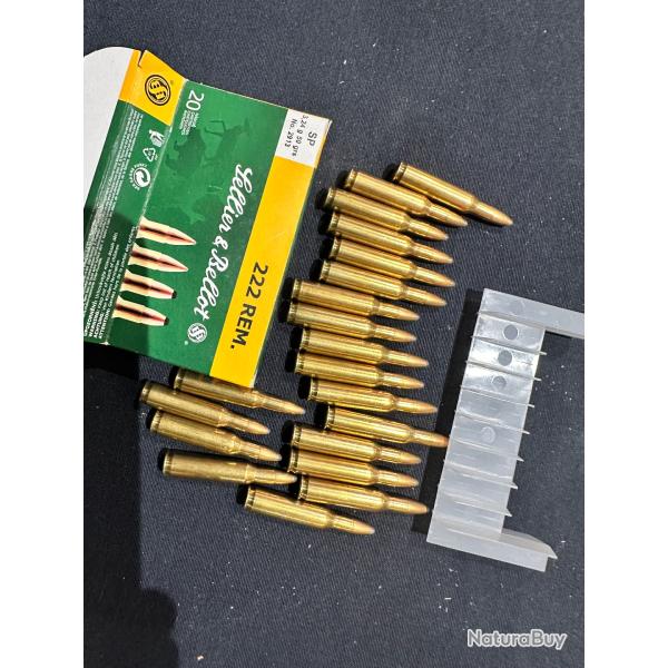 20 Cartouches 222 remington. Sellier bellot