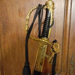 Sabre d'officier de la Marine Nationale fab Hostin avec dragonne,bélières et sa housse