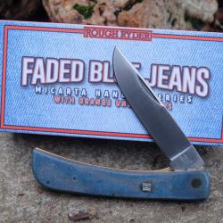 Couteau Rough Ryder Denim Manche Micarta Blue Jeans Lame Acier 440 Linerlock Boite Collector