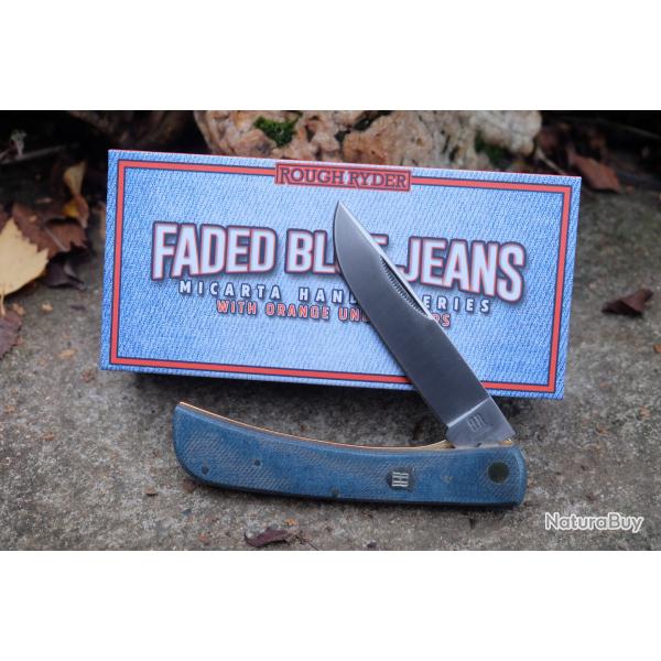 Couteau Rough Ryder Denim Manche Micarta Blue Jeans Lame Acier 440 Linerlock Boite Collector