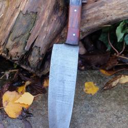 Couteau De Cuisine de Chef Lame Acier Damas 256 Couches Manche Bois Fabrication Artisanale