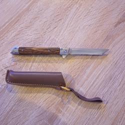 Couteau pliant style japonais - Manche bois + étui