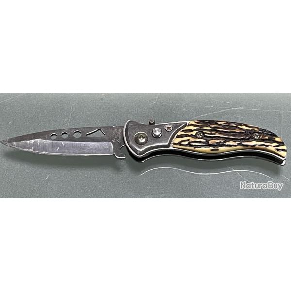 PETIT COUTEAU OUVERTURE AUTOMATIQUE IMITATION CORNE