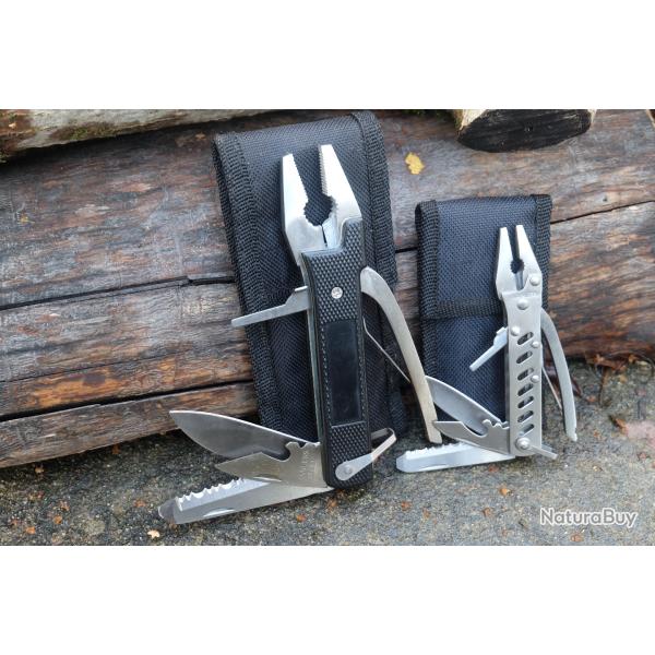 Lot de 2 Pinces Outils Multifonctions Multi-Tool 9 Fonctions Couteau Tenaille tournevis Etui Nylon