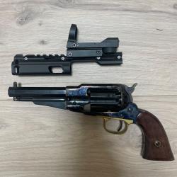 REVOLVER PIETTA 1858 REMINGTON SHERIFF JASPE CANNELE cal 44 Avec point rouge