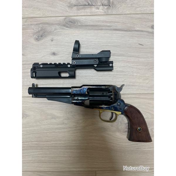 REVOLVER PIETTA 1858 REMINGTON SHERIFF JASPE CANNELE cal 44 Avec point rouge