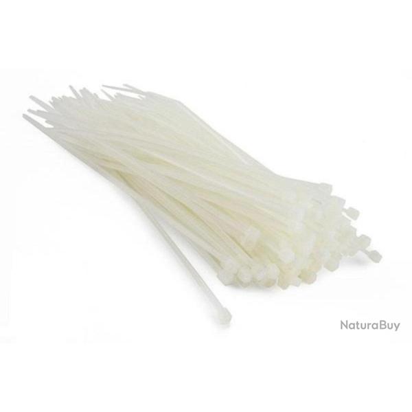 Colliers de serrage "Rilsan" 200x2,5mm - Paquet de 100 Blanc