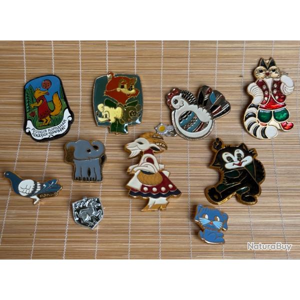 10 �pinglettes broches URSS s�rie animaux
