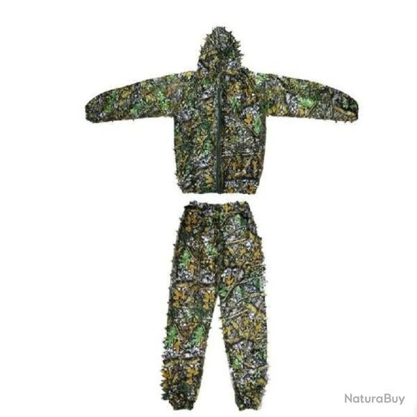 "Ghillie Suit Camouflage Feuilles 3D Hommes Femmes Enfants - Tenue Jungle Compl�te Veste � Capuche