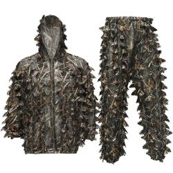 "Costume Ghillie Camouflage Feuilles 3D L&eacute;ger Sniper - Tenue For&ecirc;t Compl&egrave;te Veste Capuche Pantalon -
