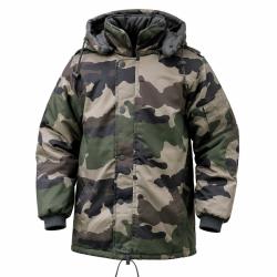 Parka matelass&eacute;e capuche 4 poches polyester coton camo 6 &agrave; 16 ans