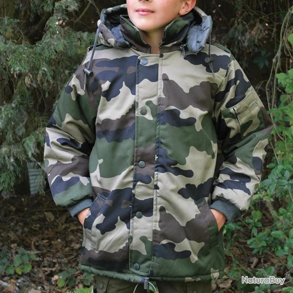 Parka matelass�e capuche 4 poches polyester coton camo 6 � 16 ans