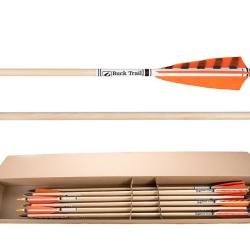 Lot de 12 fl&egrave;ches Buck Trail Deluxe en bois d'&eacute;pic&eacute;a 35 lbs