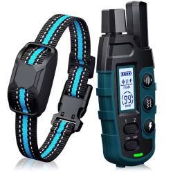 Collier Électrique pour Chien de 3300 pieds, Télécommande, Rechargeable - Bleu