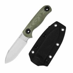 Couteau Lame Fixe Kizer Drop Bear 3 Lame Acier 14C28N Manche Green Micarta Etui Polymère KI1101A2
