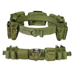 Ceinture Tactique 6-en-1 Pochettes Molle Ceinture de Combat R&eacute;glable D&eacute;gagement Rapide Nylon Vert