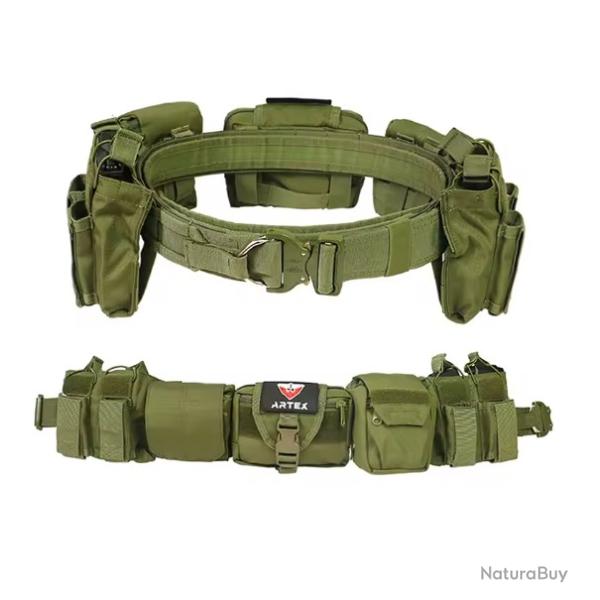 Ceinture Tactique 6-en-1 Pochettes Molle Ceinture de Combat R�glable D�gagement Rapide Nylon Vert