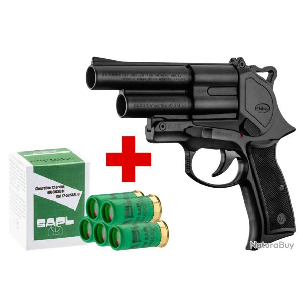 SAPL - Pack Pistolet Gomm-Cogne SAPL GC54 bronz + 1 bote de 5 cartouches 12/50 SAPL chevrotine PAC
