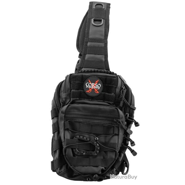 Sac bandoulire airsoft Corso - Nylon tactique - Fermetures velcro - Noir Noir
