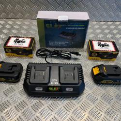 2 x batterie 20v - 2Ah Rida ly777 et chargeur double outils silex Schneider Rida Meterk Liangye