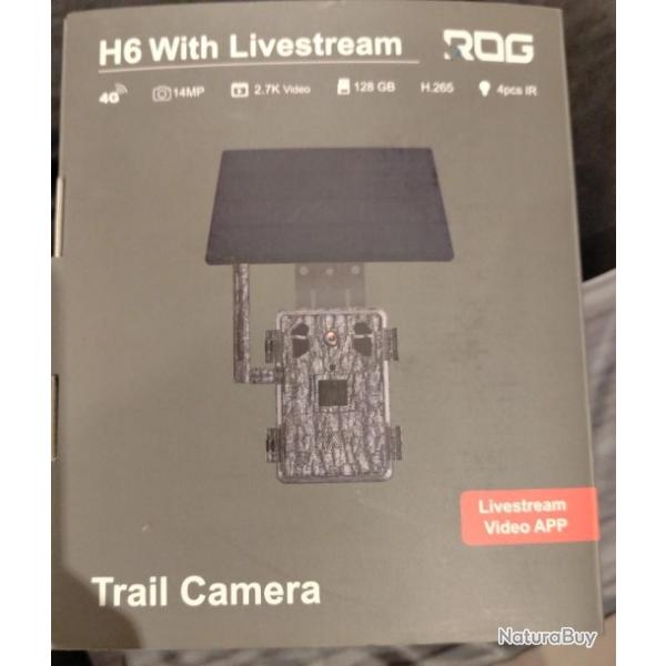 Camra chasse ROG + panneau solaire, 4G, H6 livestream