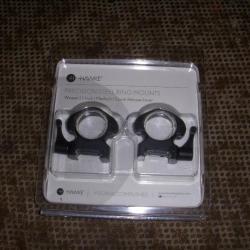 paire de collier amovible a levier HAWKE  PRECISION STEEL RING MOUNT de 25,4 mm hauteur : MEDIUM